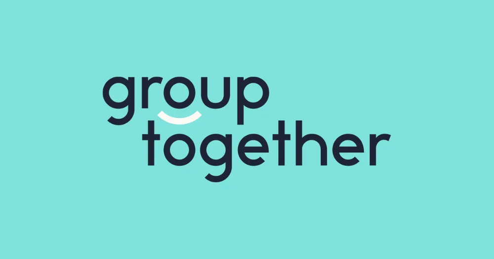 GroupTogether wordmark on its teal brand background