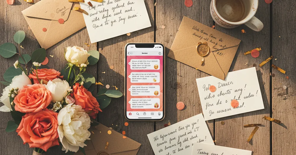 WiishWall preview photo of handwritten notes and flowers beside a phone showing a wish wall