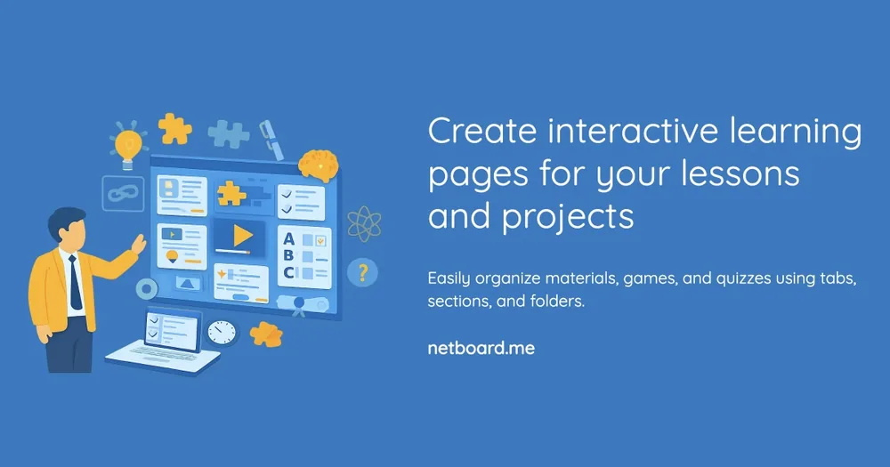 Netboard.me banner reading 'create interactive learning pages for your lessons and projects'